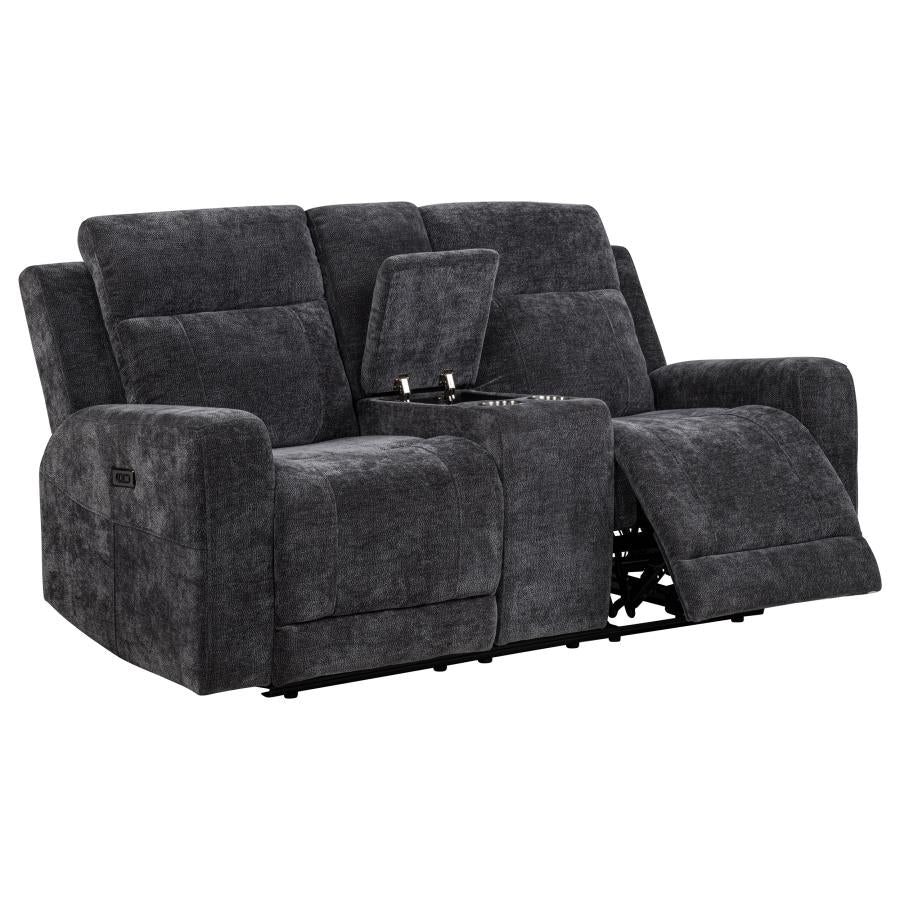 Kennett 3-piece Chenille Power Reclining Sofa Set Dark Grey-zoom-8