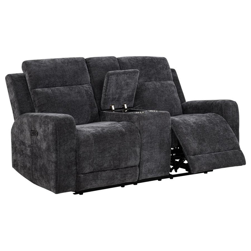 Kennett 3-piece Chenille Power Reclining Sofa Set Dark Grey-zoom-