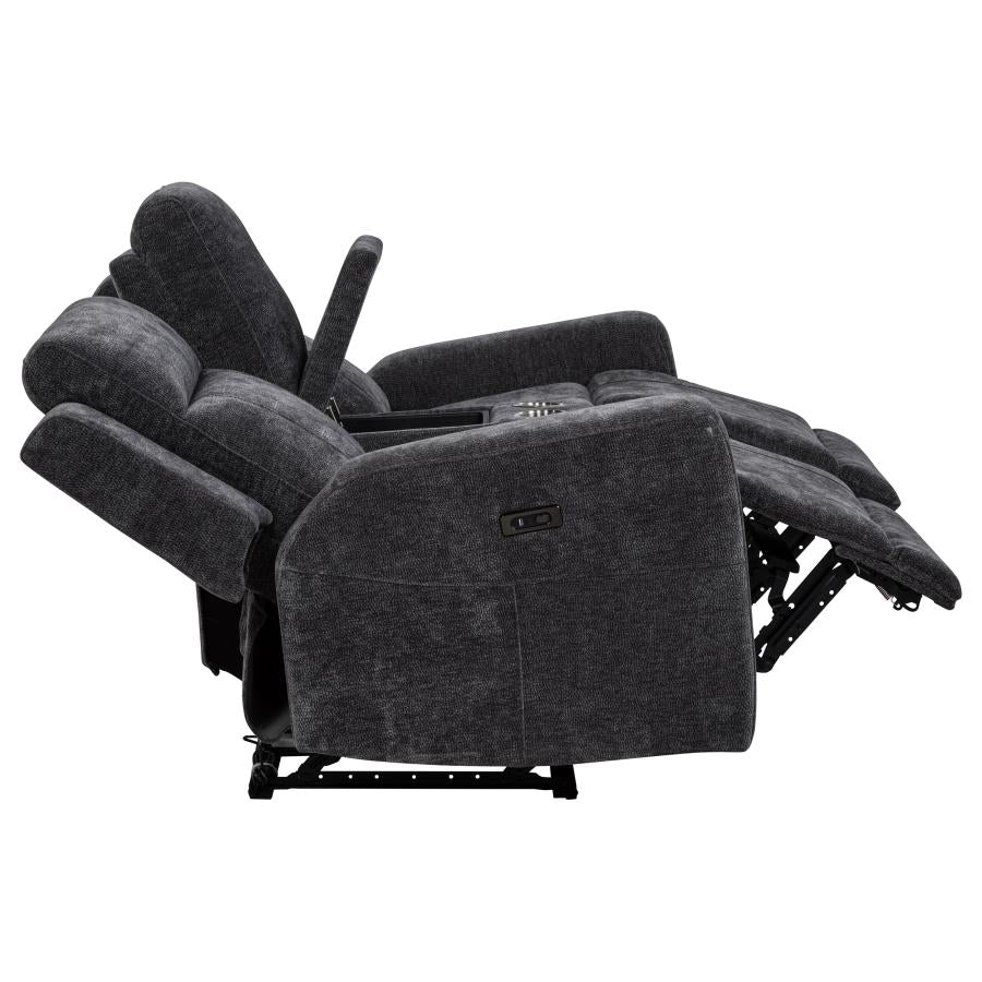 Kennett 3-piece Chenille Power Reclining Sofa Set Dark Grey-zoom-10