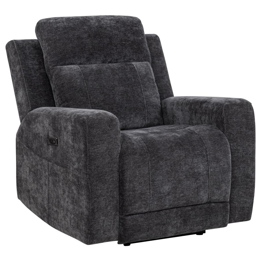 Kennett 3-piece Chenille Power Reclining Sofa Set Dark Grey-11
