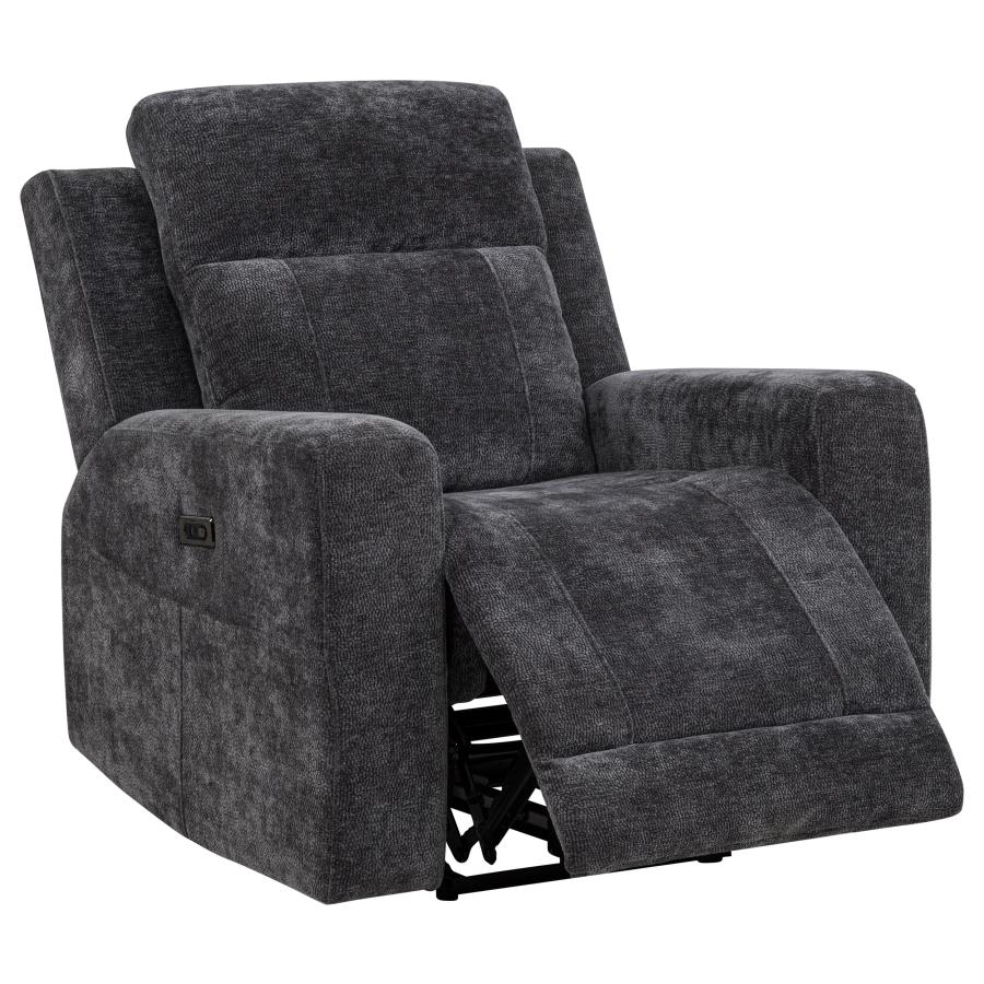 Kennett 3-piece Chenille Power Reclining Sofa Set Dark Grey-12