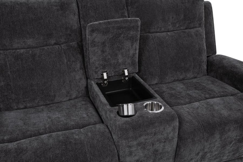 Kennett 3-piece Chenille Power Reclining Sofa Set Dark Grey-zoom-