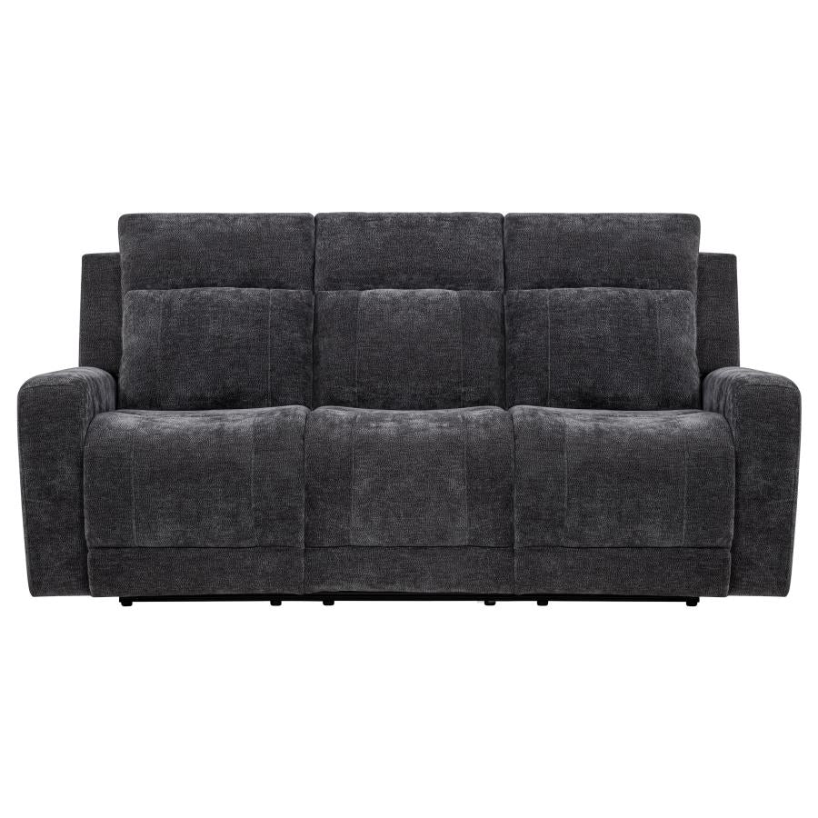 Kennett Chenille Upholstered Power Reclining Sofa Dark Grey-5