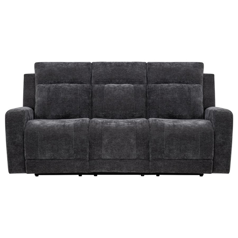 Kennett Chenille Upholstered Power Reclining Sofa Dark Grey-zoom-