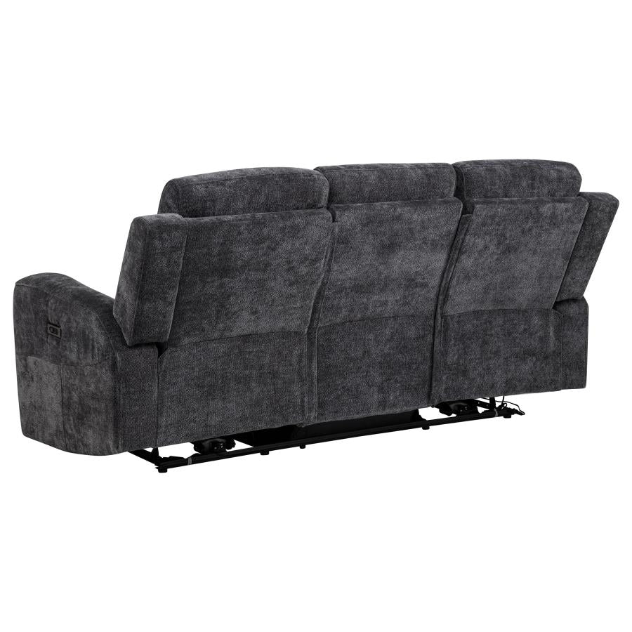 Kennett Chenille Upholstered Power Reclining Sofa Dark Grey-6