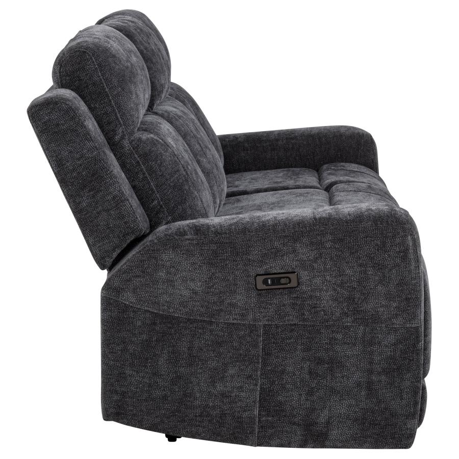 Kennett Chenille Upholstered Power Reclining Sofa Dark Grey-zoom-7