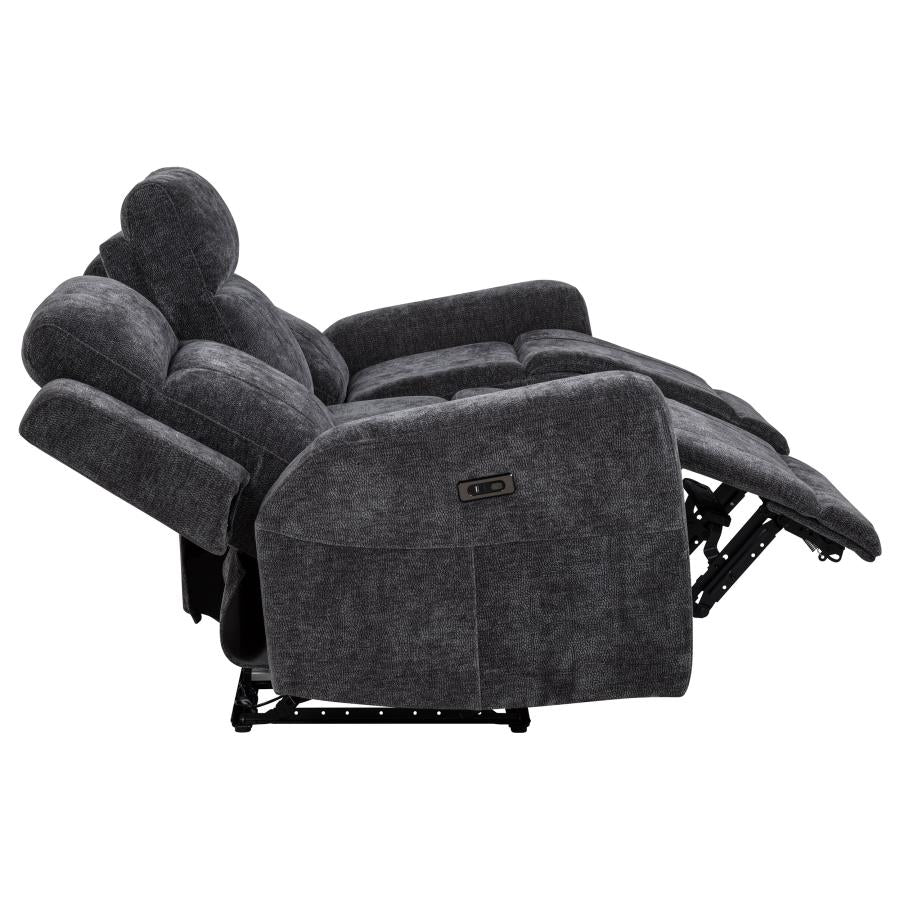 Kennett Chenille Upholstered Power Reclining Sofa Dark Grey-8