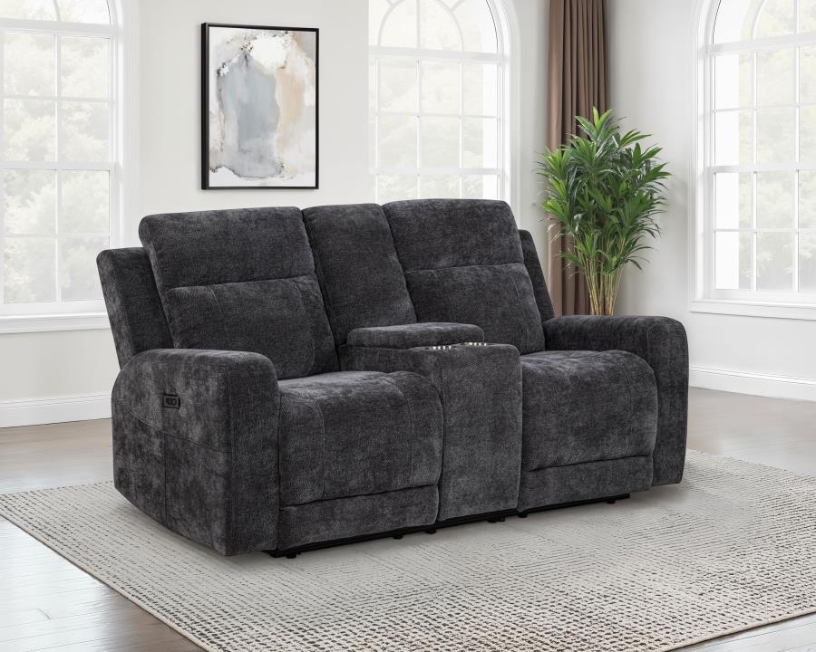 Kennett Chenille Upholstered Power Reclining Loveseat Grey-2