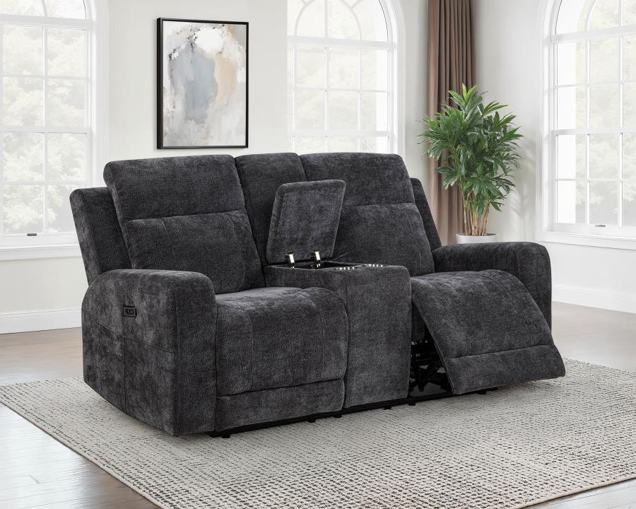 Kennett Chenille Upholstered Power Reclining Loveseat Grey-3