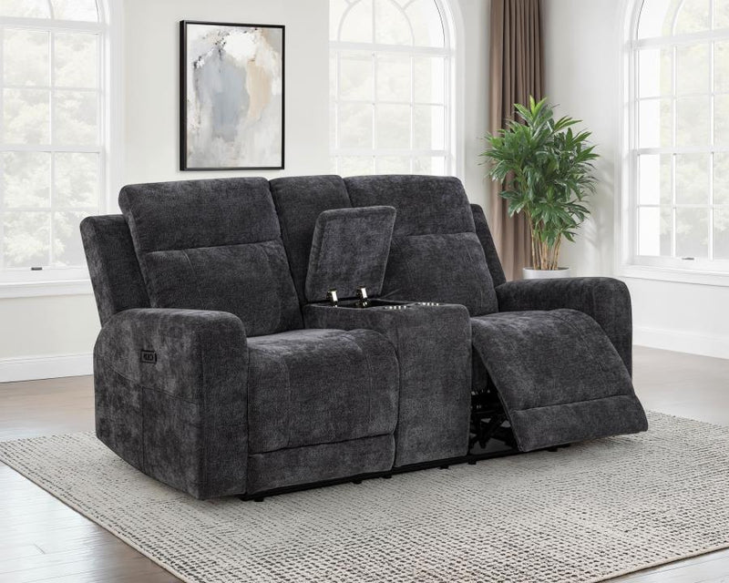 Kennett Chenille Upholstered Power Reclining Loveseat Grey-zoom-
