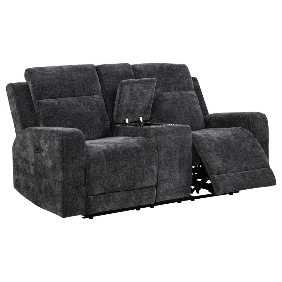 Kennett Chenille Upholstered Power Reclining Loveseat Grey-1