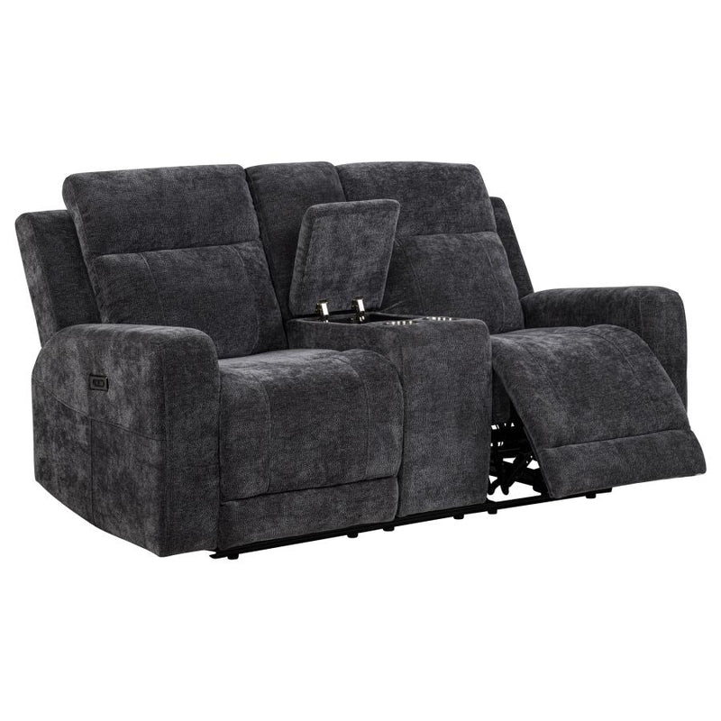 Kennett Chenille Upholstered Power Reclining Loveseat Grey-zoom-