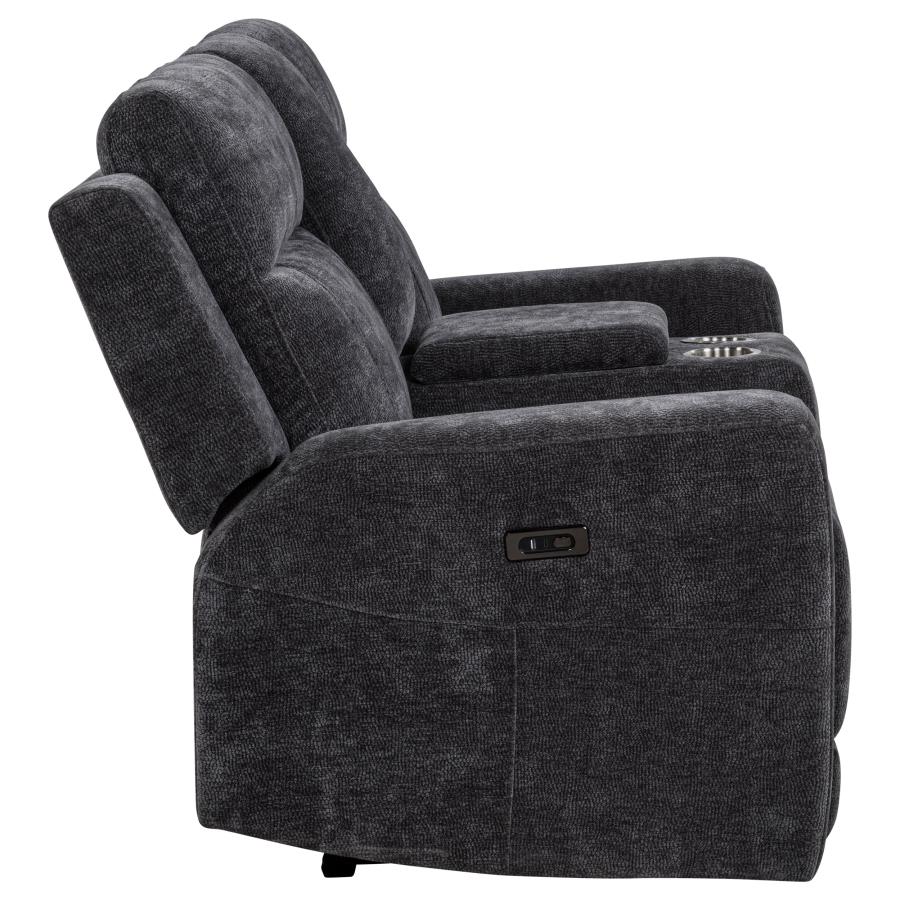 Kennett Chenille Upholstered Power Reclining Loveseat Grey-zoom-7