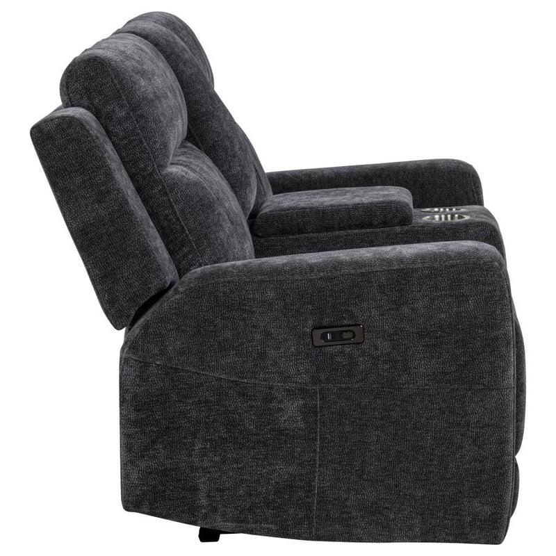 Kennett Chenille Upholstered Power Reclining Loveseat Grey-zoom-