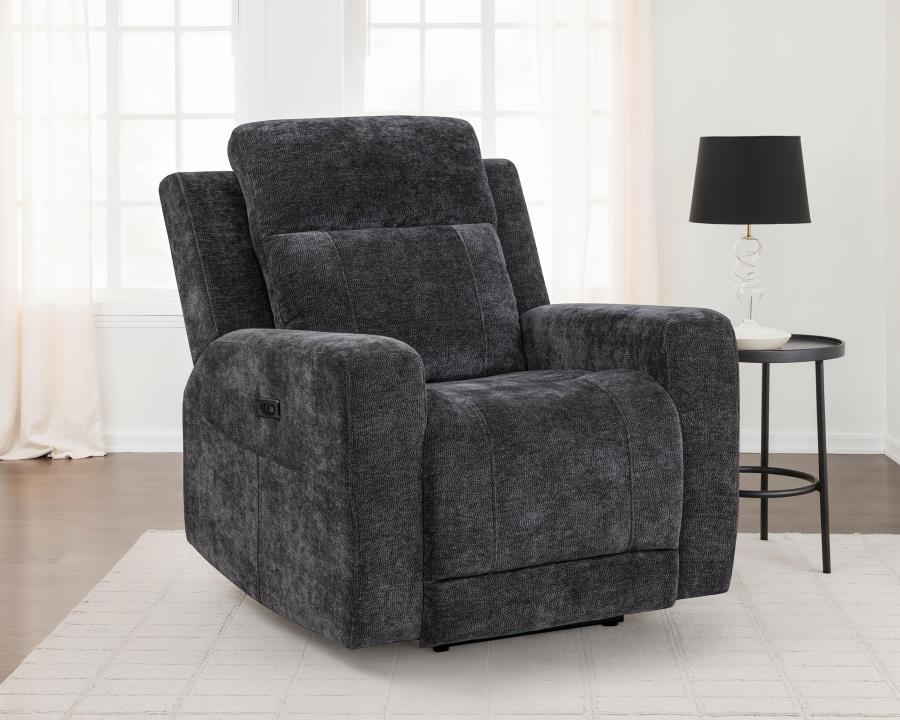 Kennett Chenille Upholstered Power Recliner Chair Dark Grey-2