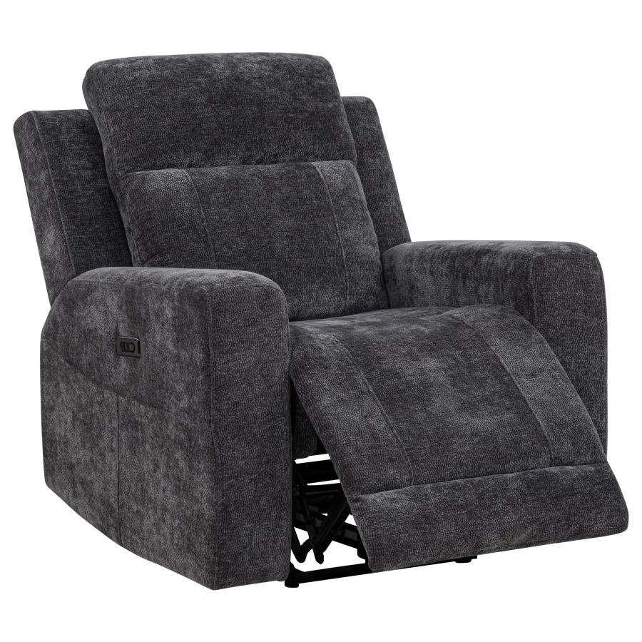 Kennett Chenille Upholstered Power Recliner Chair Dark Grey-zoom-1