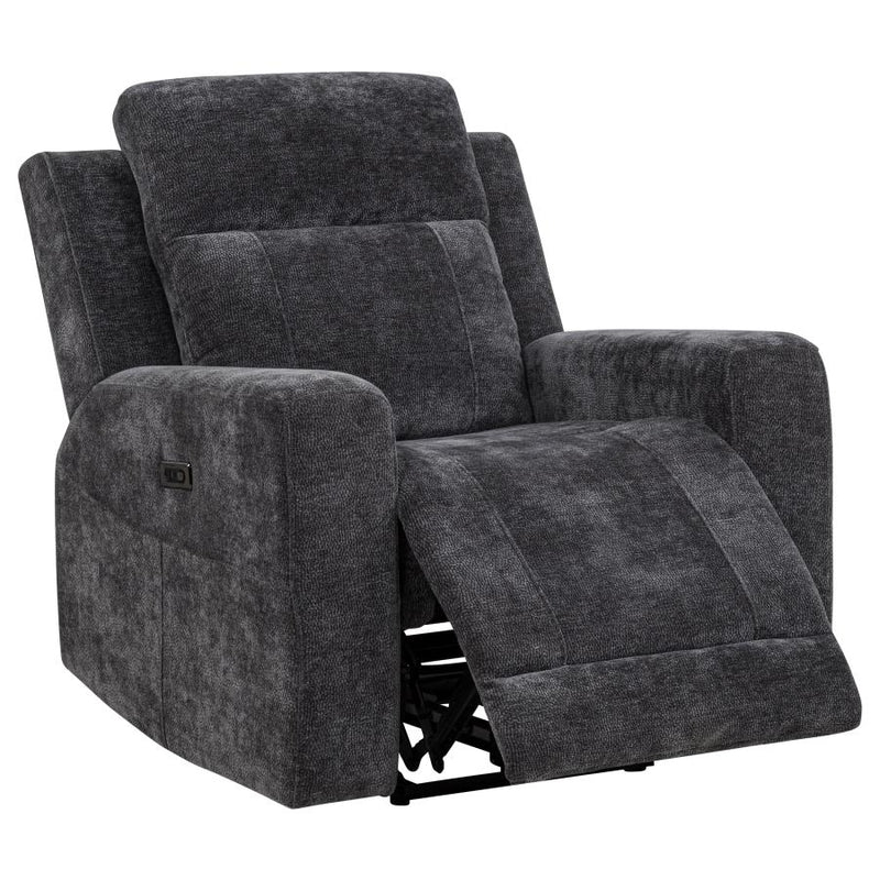 Kennett Chenille Upholstered Power Recliner Chair Dark Grey-zoom-