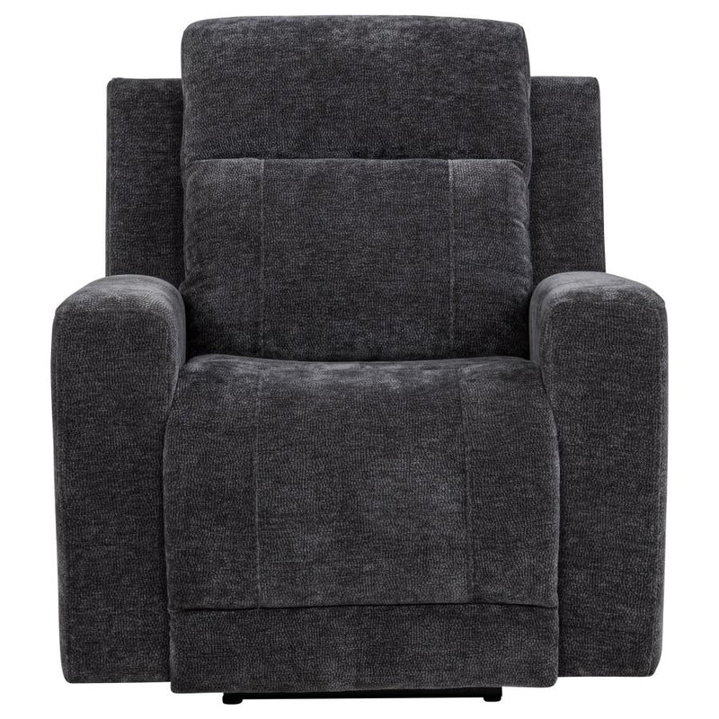Kennett Chenille Upholstered Power Recliner Chair Dark Grey-zoom-