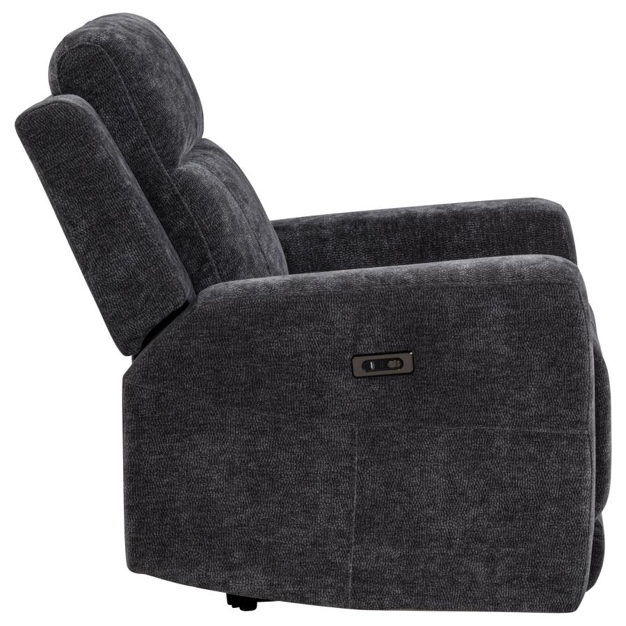 Kennett Chenille Upholstered Power Recliner Chair Dark Grey-7