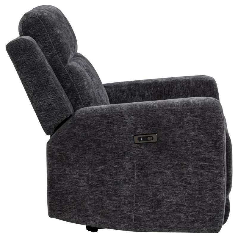 Kennett Chenille Upholstered Power Recliner Chair Dark Grey-zoom-
