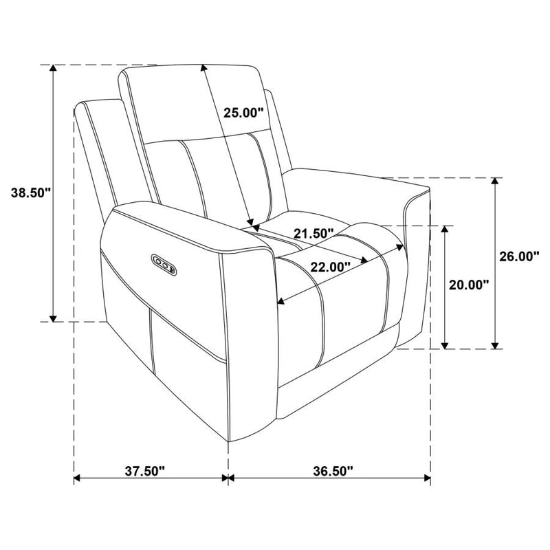 Kennett Chenille Upholstered Power Recliner Chair Dark Grey-zoom-