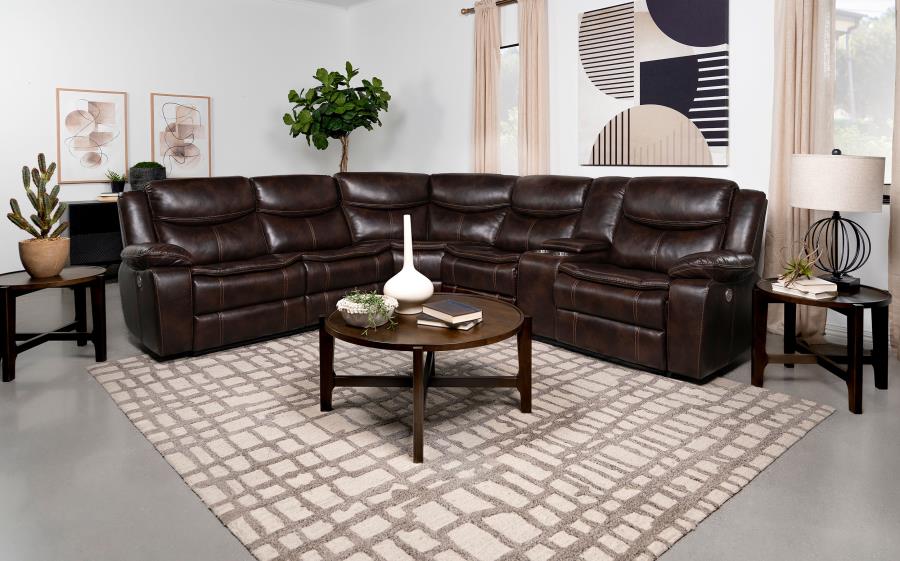 Sycamore Upholstered Power Reclining Sectional Sofa Brown-zoom-2