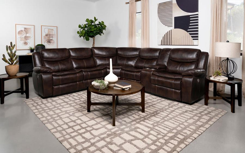 Sycamore Upholstered Power Reclining Sectional Sofa Brown-zoom-