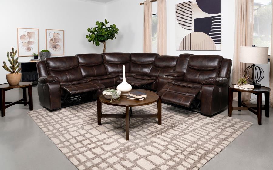 Sycamore Upholstered Power Reclining Sectional Sofa Brown-zoom-3