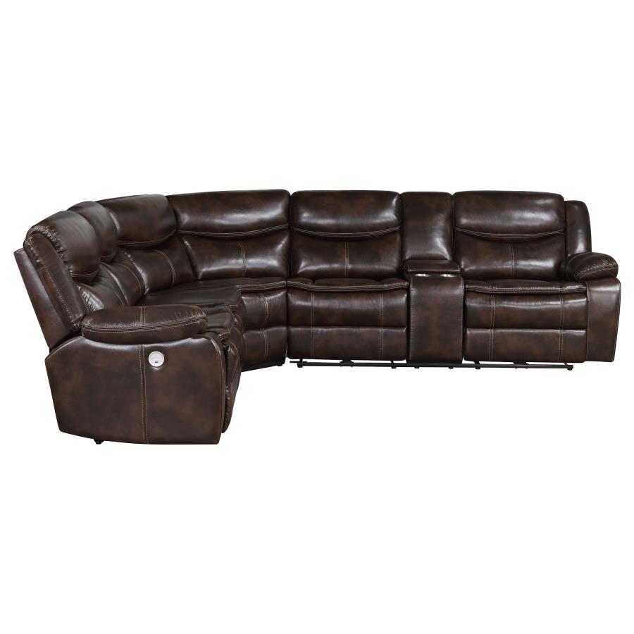 Sycamore Upholstered Power Reclining Sectional Sofa Brown-4