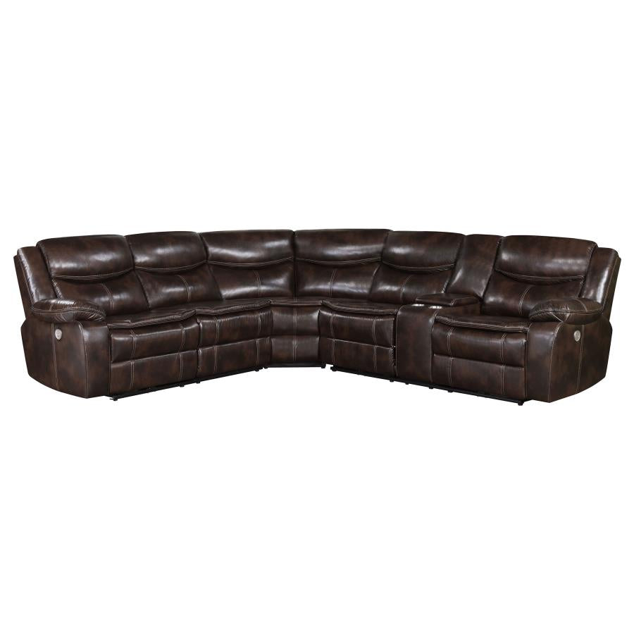 Sycamore Upholstered Power Reclining Sectional Sofa Brown-1