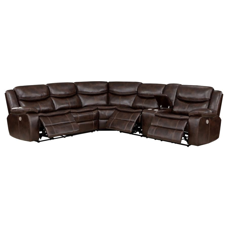 Sycamore Upholstered Power Reclining Sectional Sofa Brown-zoom-