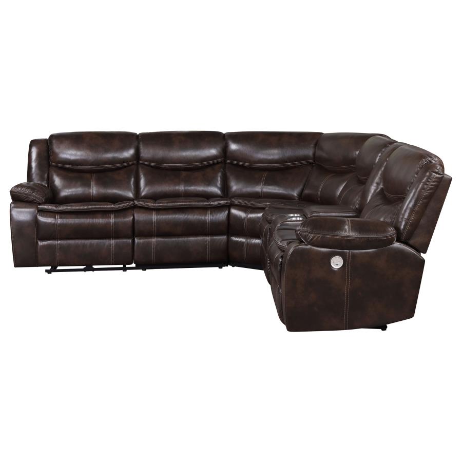 Sycamore Upholstered Power Reclining Sectional Sofa Brown-6