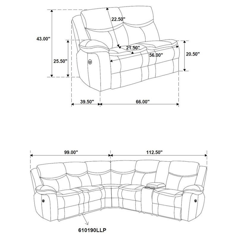 Sycamore Upholstered Power Reclining Sectional Sofa Brown-zoom-