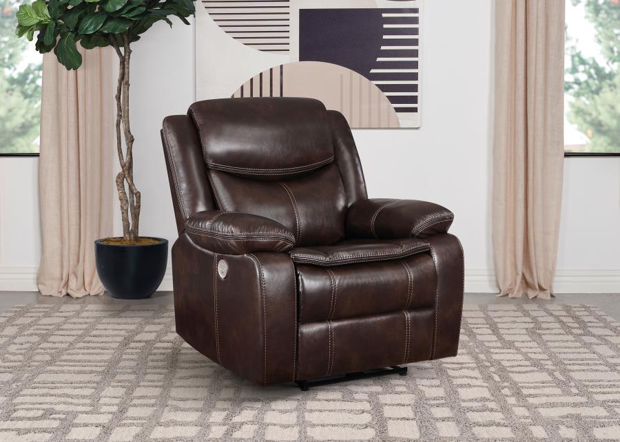 Sycamore Upholstered Power Recliner Chair Dark Brown-2