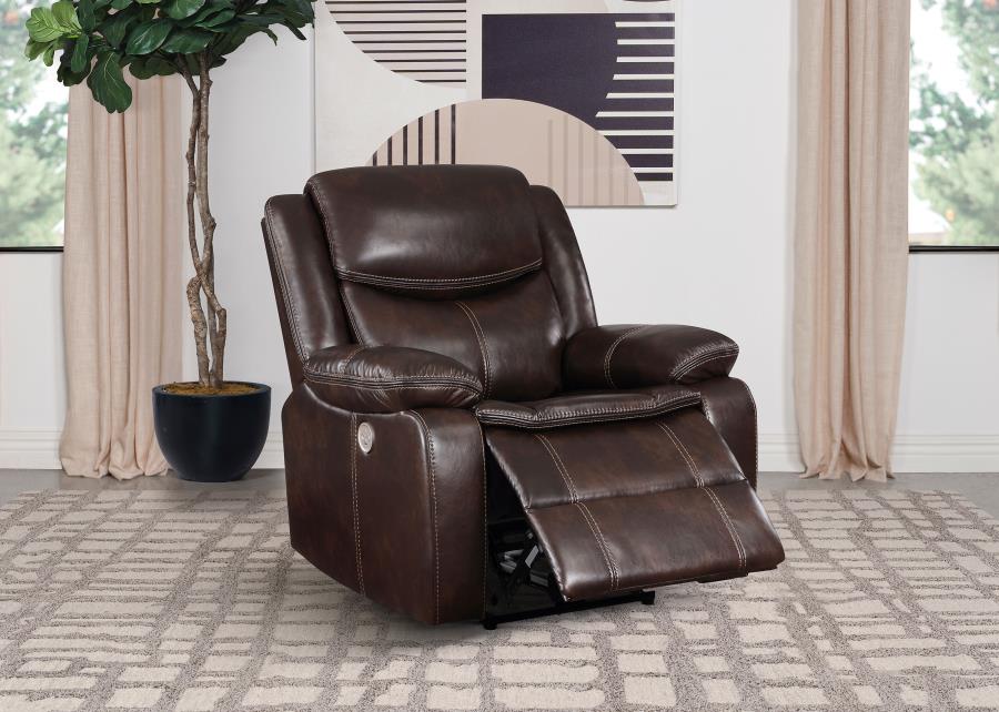 Sycamore Upholstered Power Recliner Chair Dark Brown-3