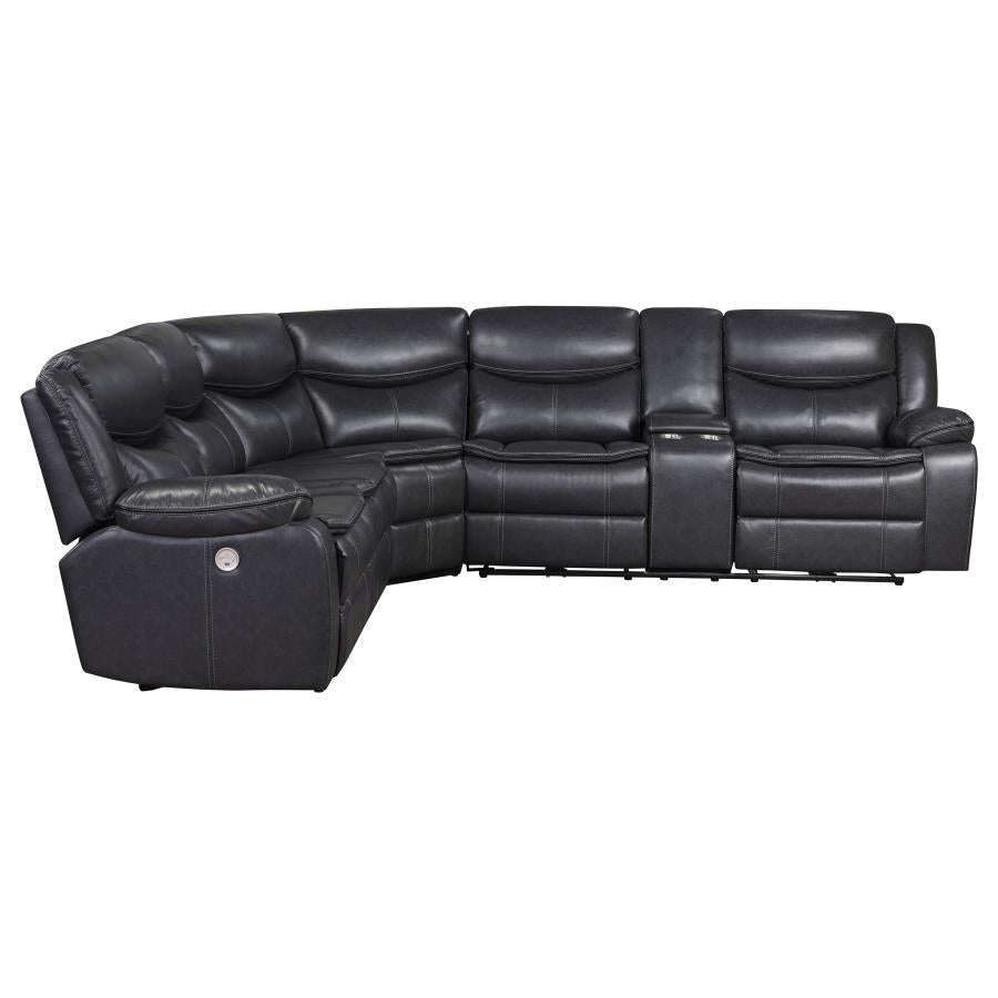 Sycamore Upholstered Power Reclining Sectional Sofa Grey-zoom-4