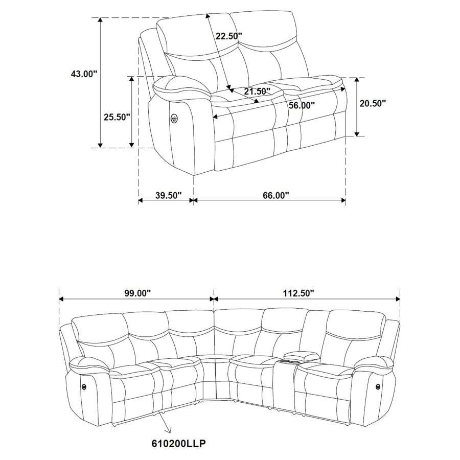 Sycamore Upholstered Power Reclining Sectional Sofa Grey-10