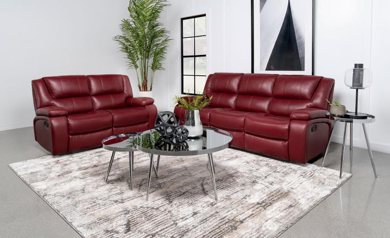Camila 2-piece Upholstered Reclining Sofa Set Red-zoom-