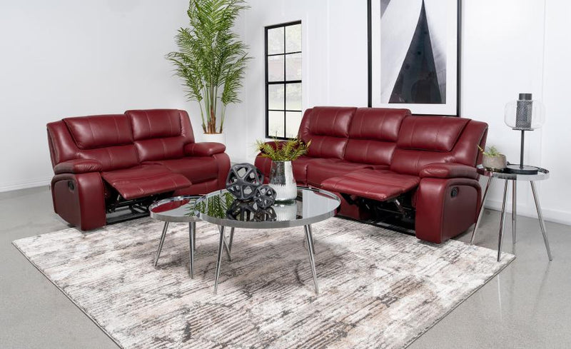 Camila 2-piece Upholstered Reclining Sofa Set Red-zoom-