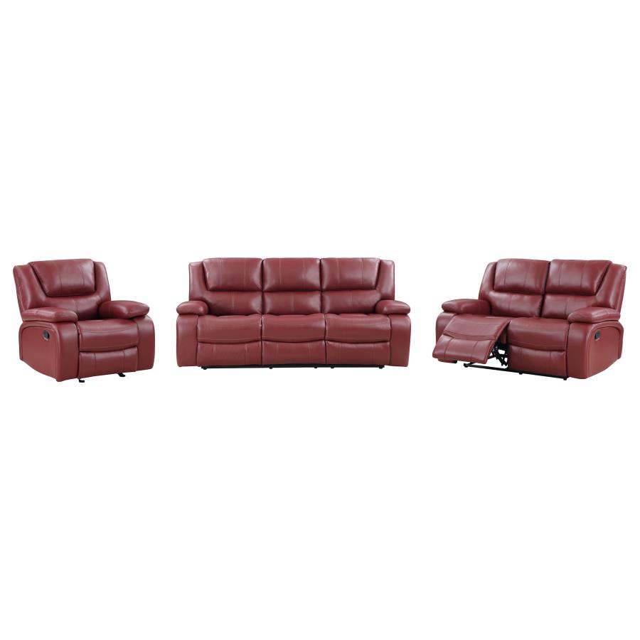 Camila 3-piece Upholstered Reclining Sofa Set Red-3