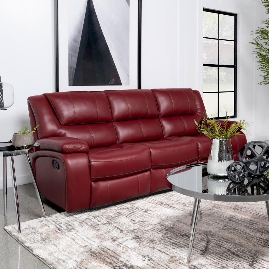 Camila Upholstered Motion Reclining Sofa Red-zoom-2