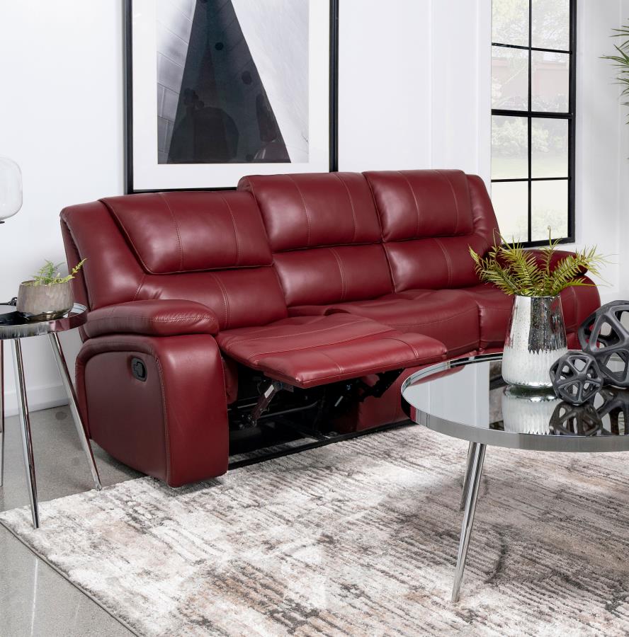 Camila Upholstered Motion Reclining Sofa Red-zoom-3