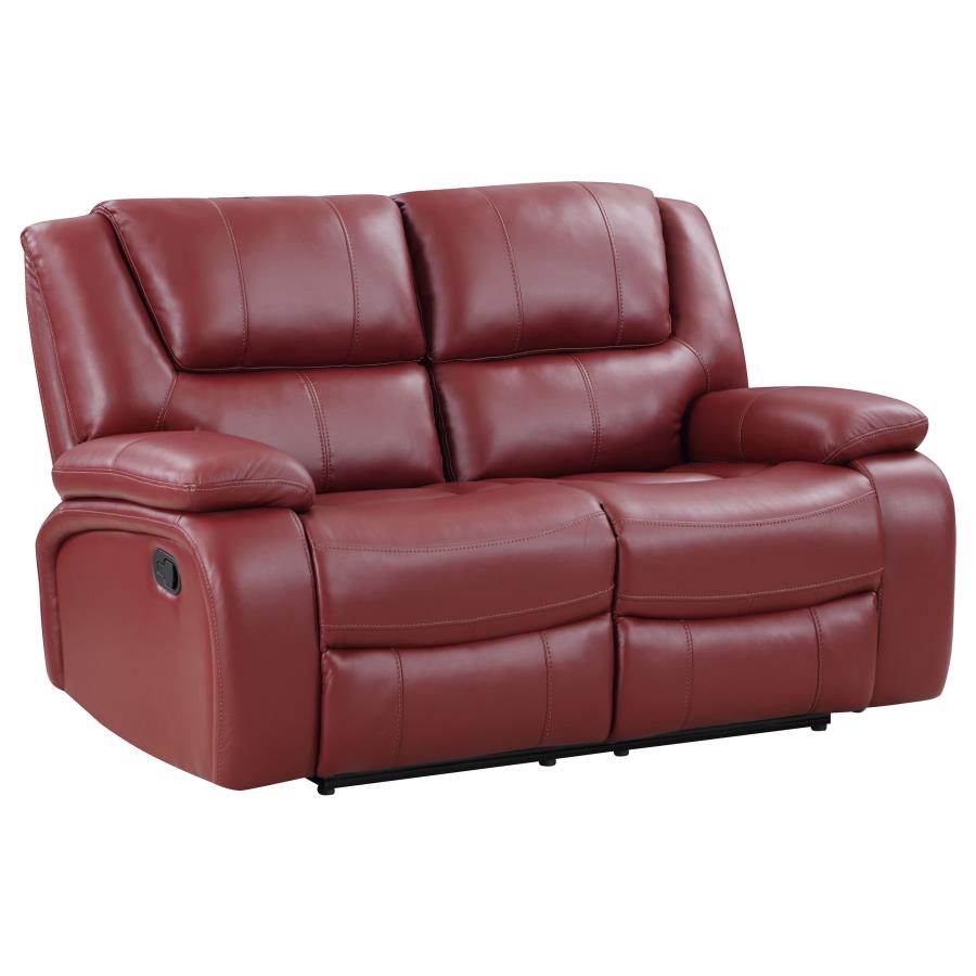 Camila Upholstered Motion Reclining Loveseat Red-1