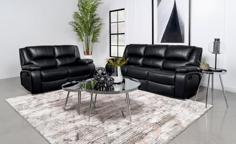 Camila 2-piece Upholstered Reclining Sofa Set Black-zoom-