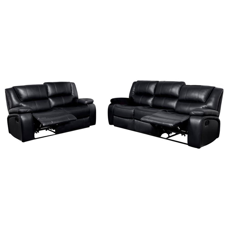 Camila 2-piece Upholstered Reclining Sofa Set Black-zoom-