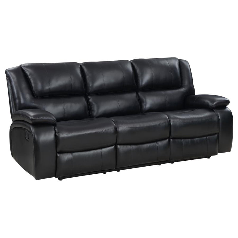 Camila 2-piece Upholstered Reclining Sofa Set Black-zoom-