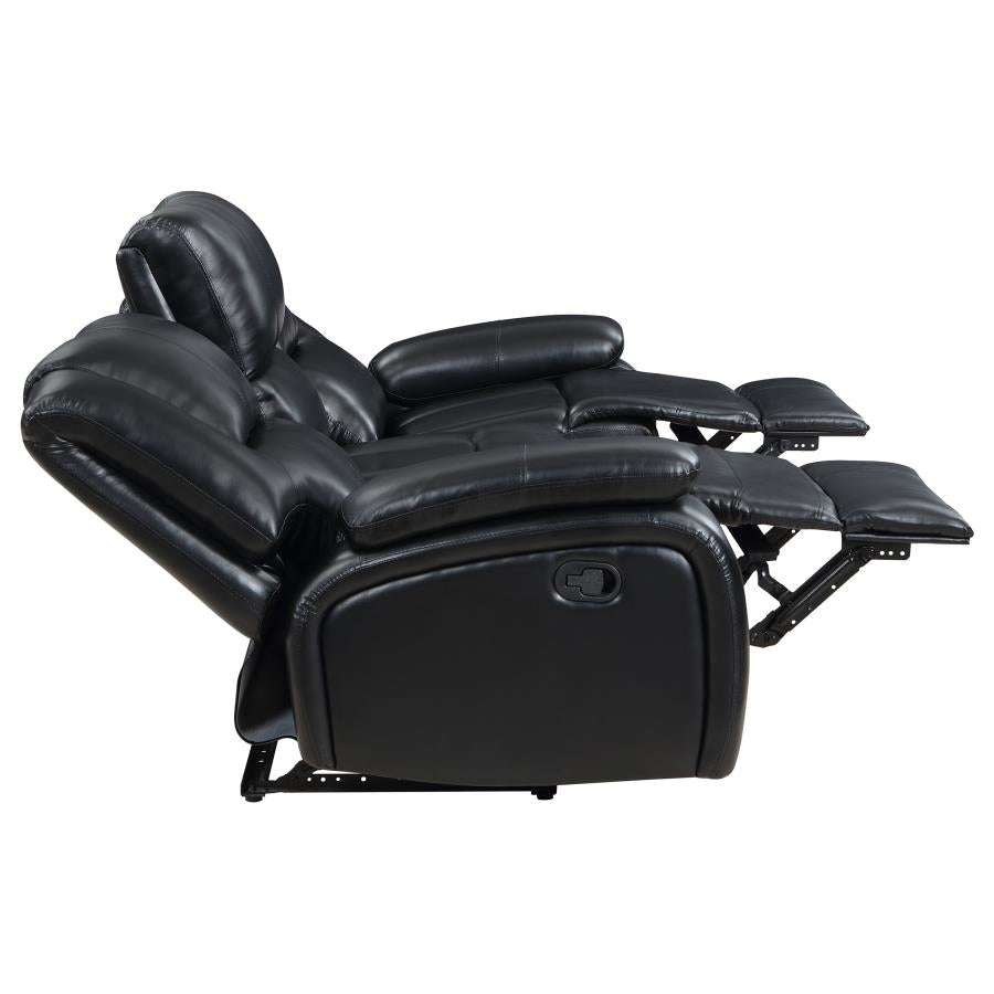 Camila 2-piece Upholstered Reclining Sofa Set Black-zoom-8