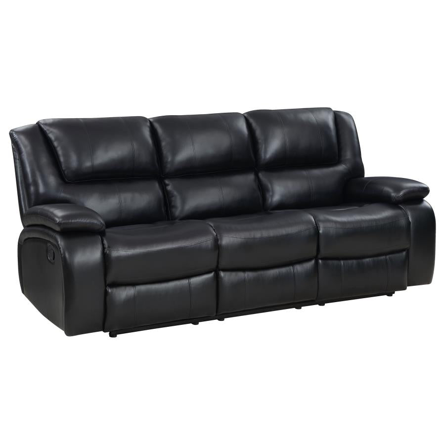 Camila 3-piece Upholstered Reclining Sofa Set Black-4