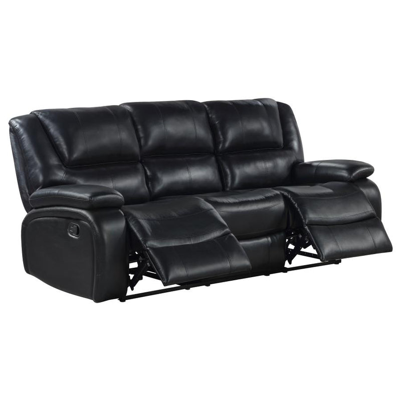 Camila 3-piece Upholstered Reclining Sofa Set Black-zoom-
