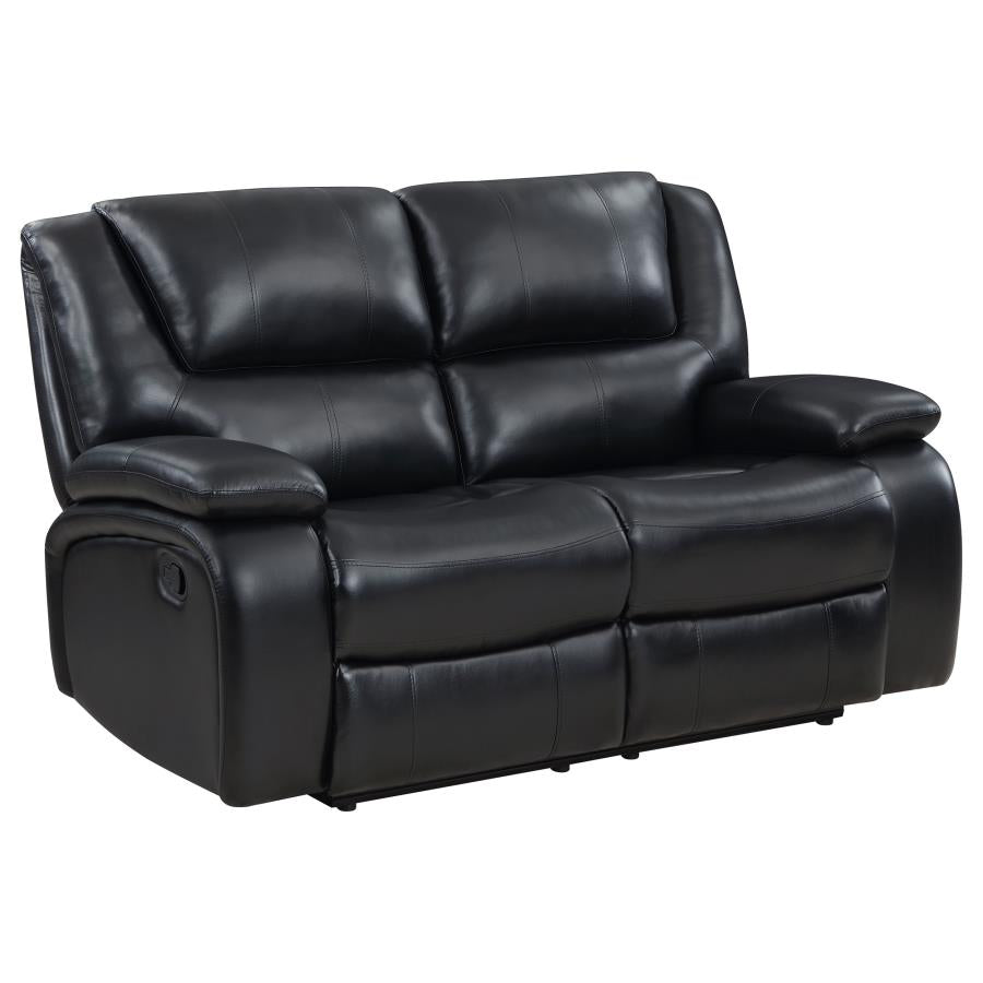 Camila 3-piece Upholstered Reclining Sofa Set Black-zoom-8
